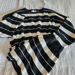 Black and White Striped Sweater Set